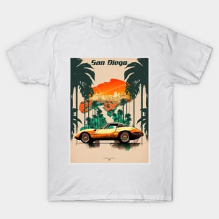 San Diego Supercar Vintage Travel Art Poster T-Shirt